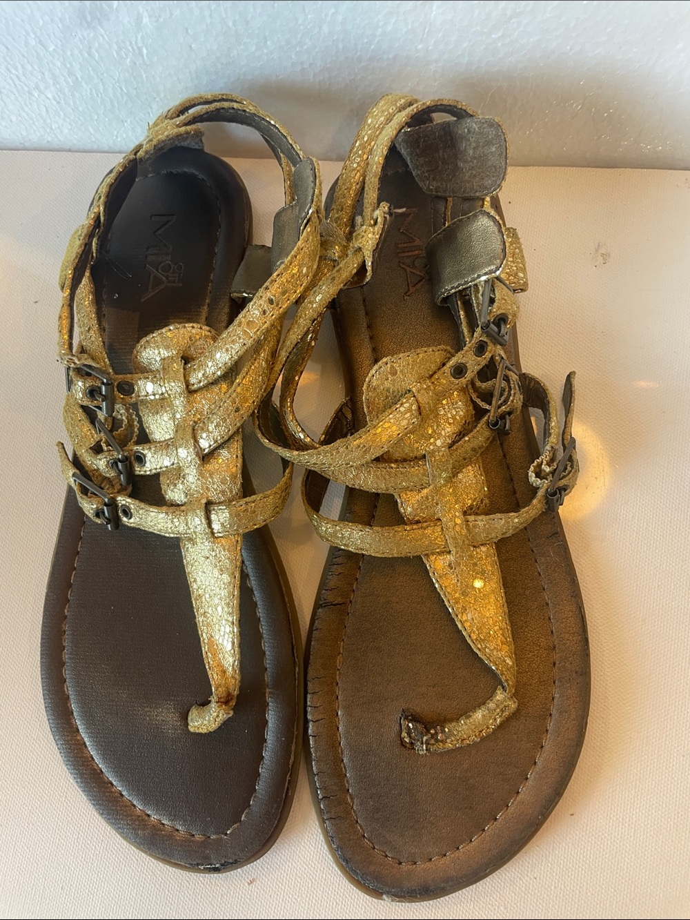 Gold Strappy Gladiator Sandals